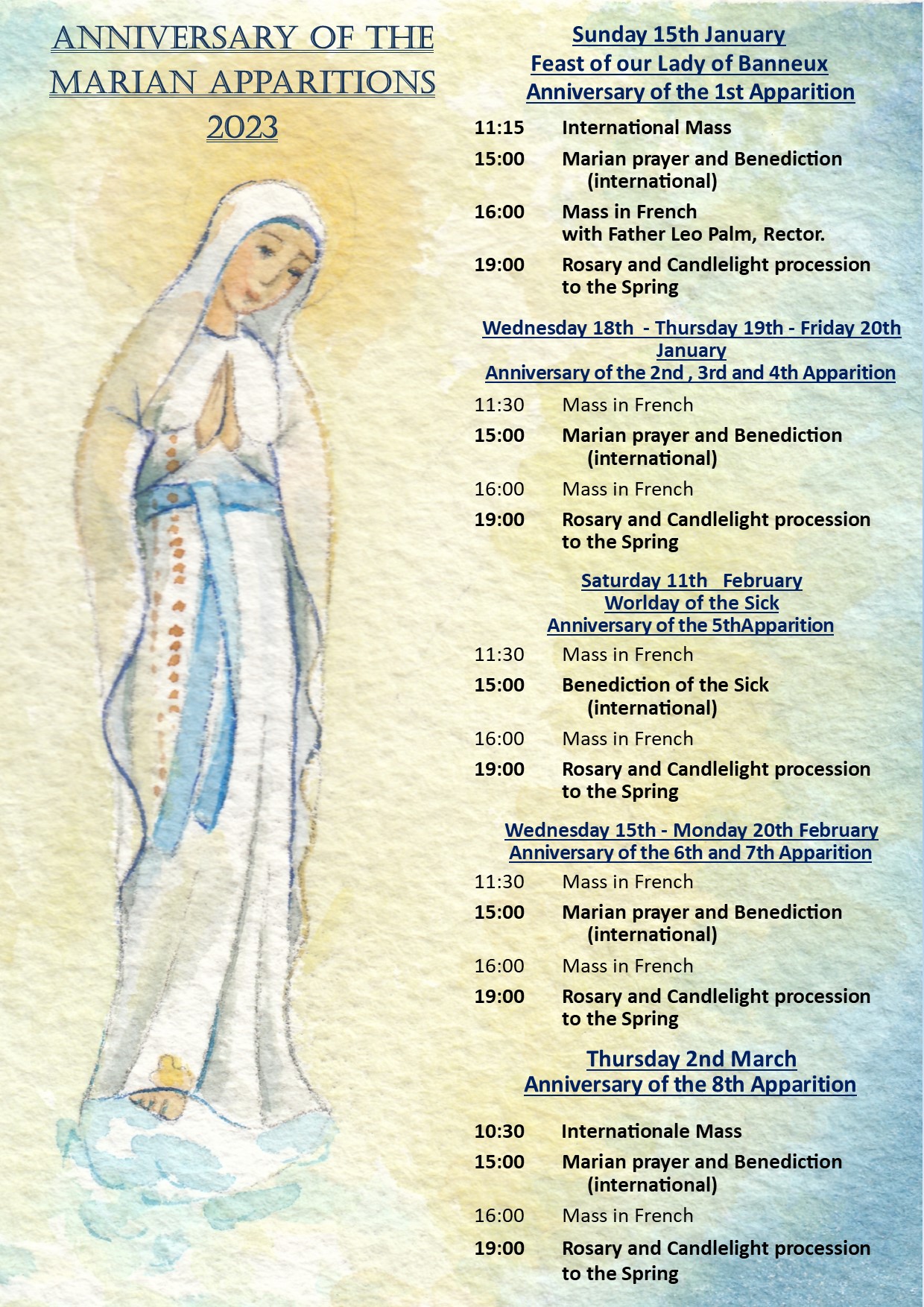 Anniversary of the Marian Apparitions 2023 Banneux NotreDame