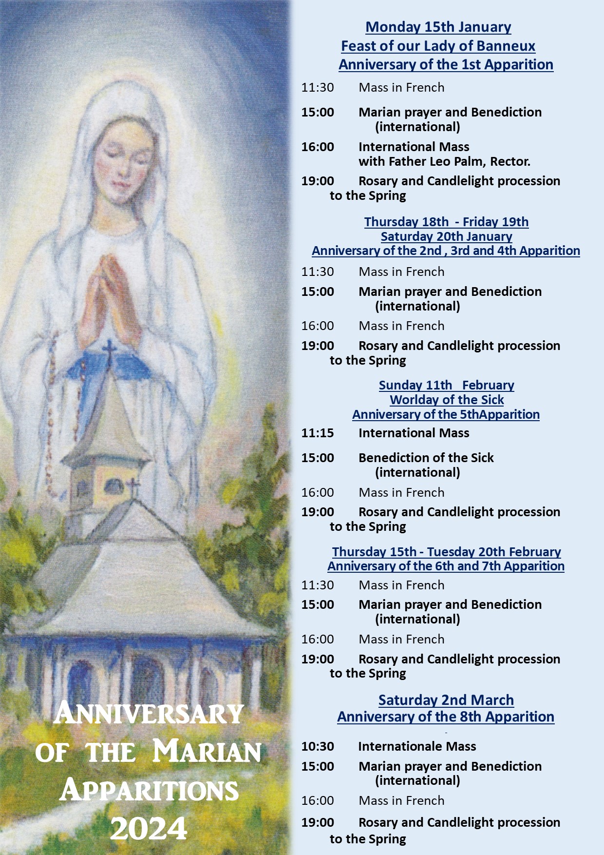 Anniversary of the Marian Apparitions Banneux NotreDame